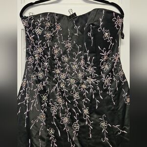 Tiffany Designs Strapless Black Beaded Prom Dress Size 14